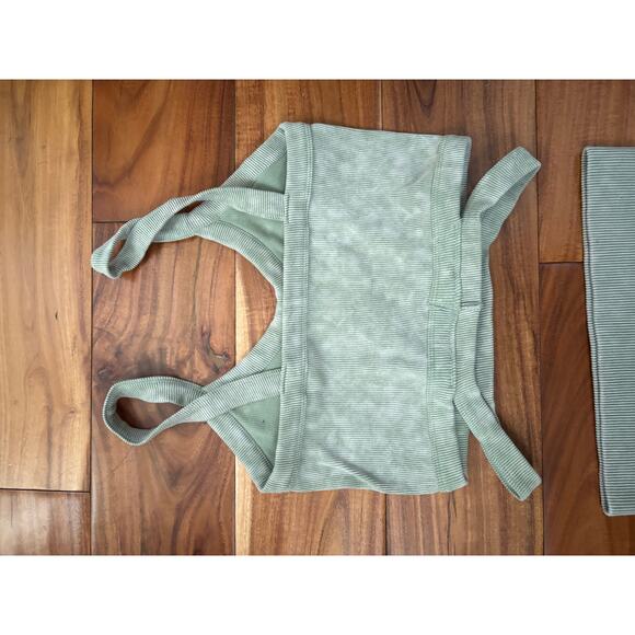 Ribbed Matching Set - Light Green Crop Top & Shorts - M/S - Beach Boho Style - Picture 5 of 8